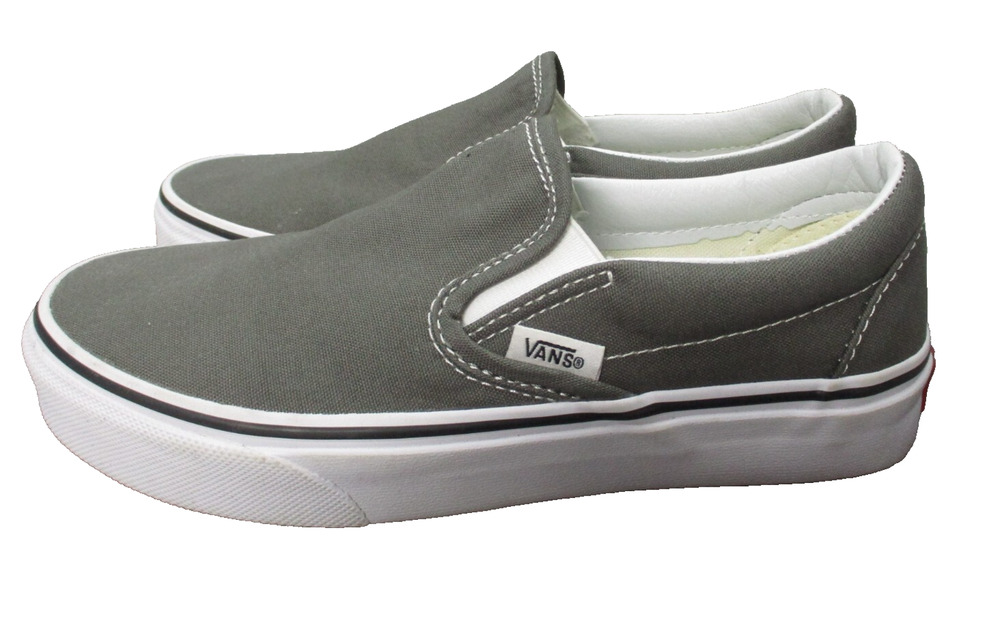 Vans Classic Slip On Gray Canvas Shoes Womens Sz 6
